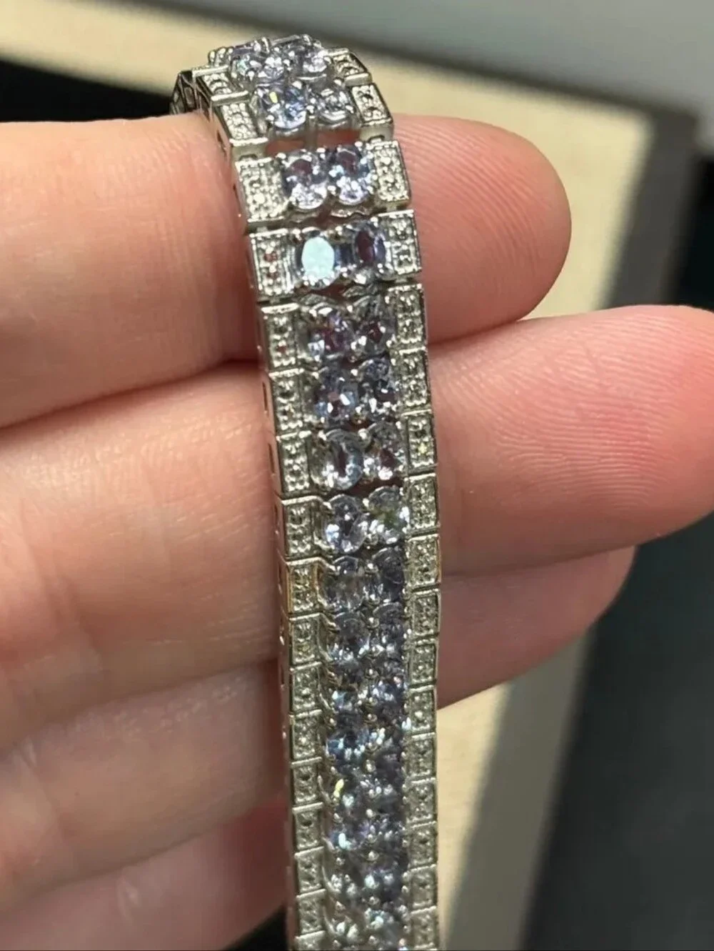 Sterling Silver Bondi Blue Tanzanite & Diamond Accent Bracelet 7.5